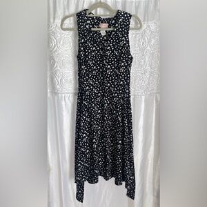 NWOT Black & white spotted/Dalmatian print collared, button-up, A-line dress